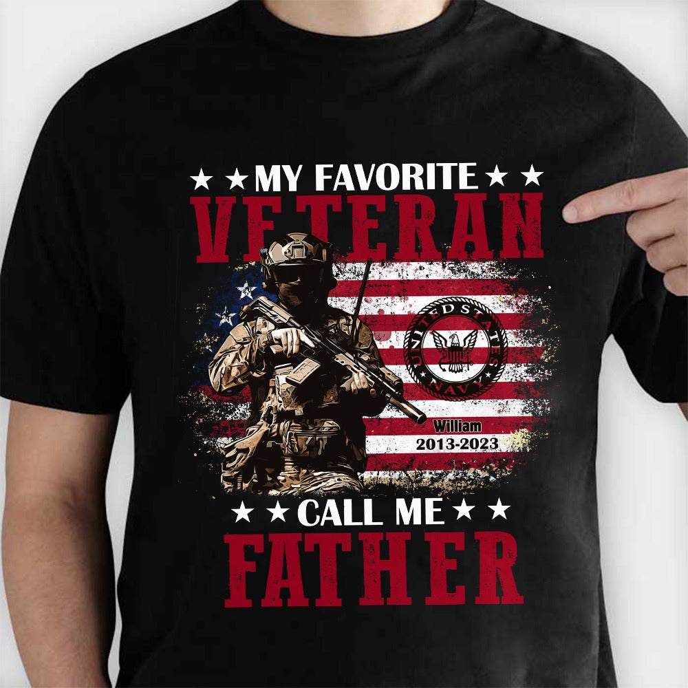 Personalized US Military Logos Bundle My Favorite Veteran Call Me Grandpa T-Shirt