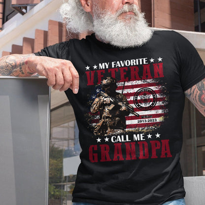 Personalized US Military Logos Bundle My Favorite Veteran Call Me Grandpa T-Shirt