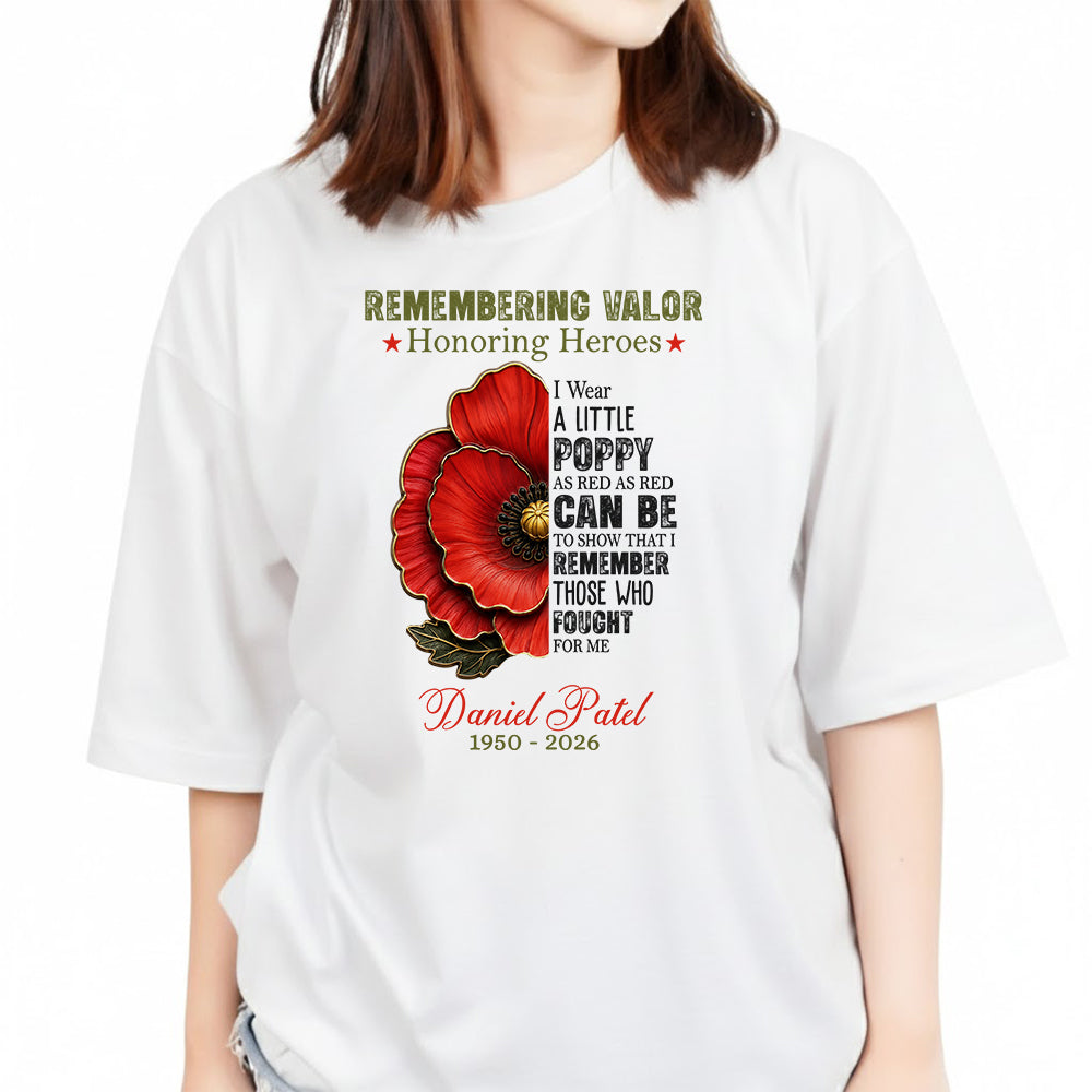 Personalized Veteran Memorial Remembering Valor Honoring Heroes T-Shirt