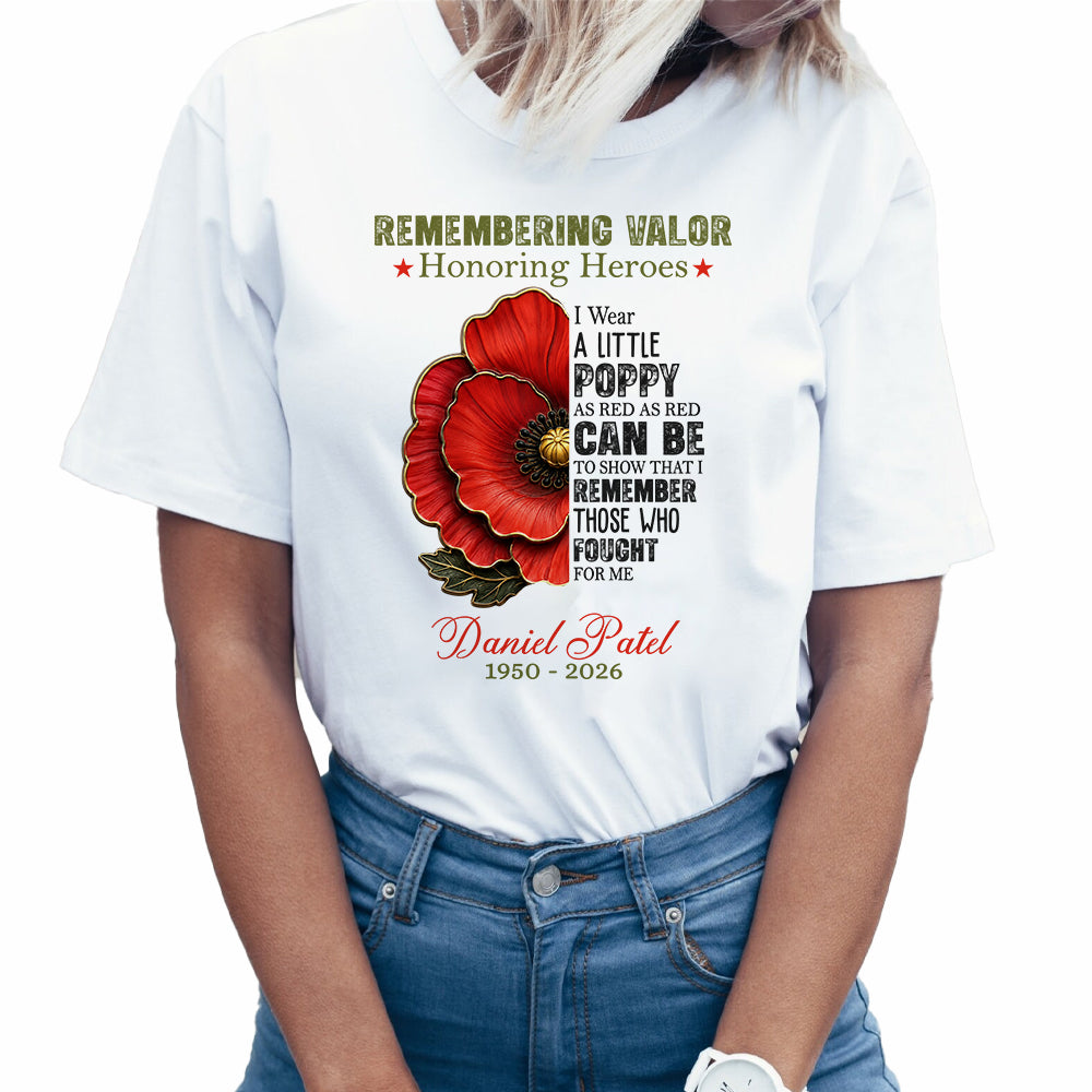 Personalized Veteran Memorial Remembering Valor Honoring Heroes T-Shirt