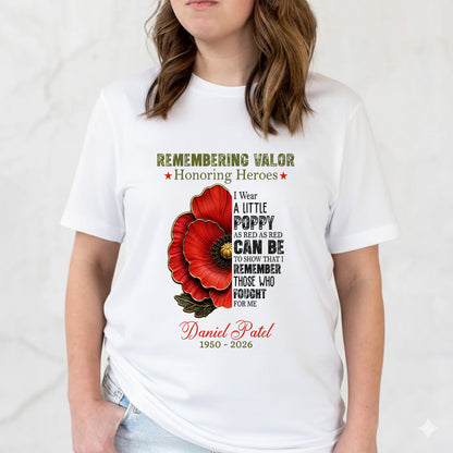 Personalized Veteran Memorial Remembering Valor Honoring Heroes T-Shirt