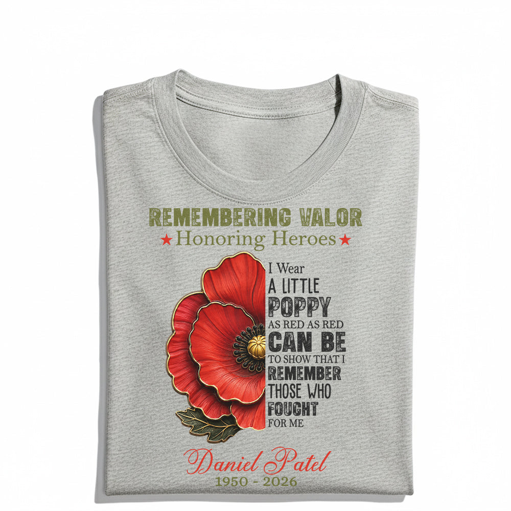 Personalized Veteran Memorial Remembering Valor Honoring Heroes T-Shirt