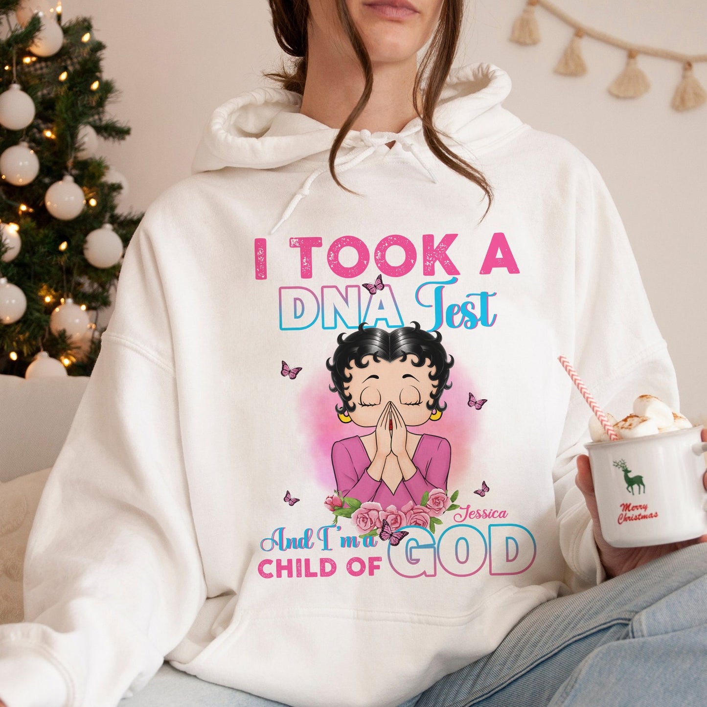 Personalized Vintage Girl, I Took A DNA Test And I Am A Child Of God Hoodie