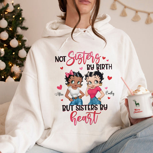 Personalized Vintage Girl, Not Sisters By Birth But Sisters By Heart Hoodie