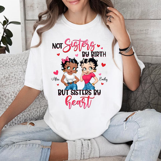 Personalized Vintage Girl, Not Sisters By Birth But Sisters By Heart T-Shirt