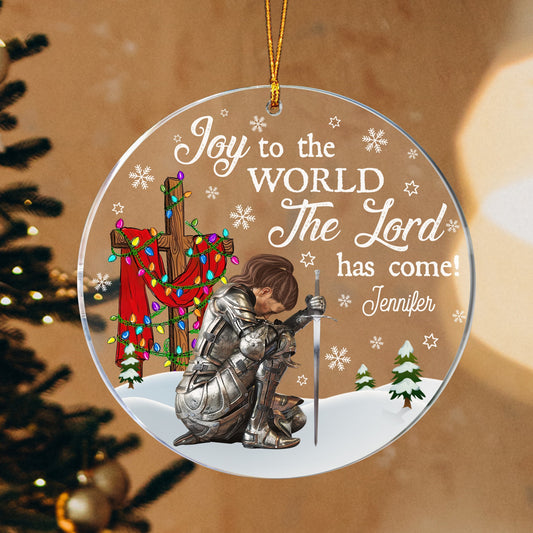 Personalized Warrior Christmas Joy To The World The Lord Has Come Circle Acrylic Ornament