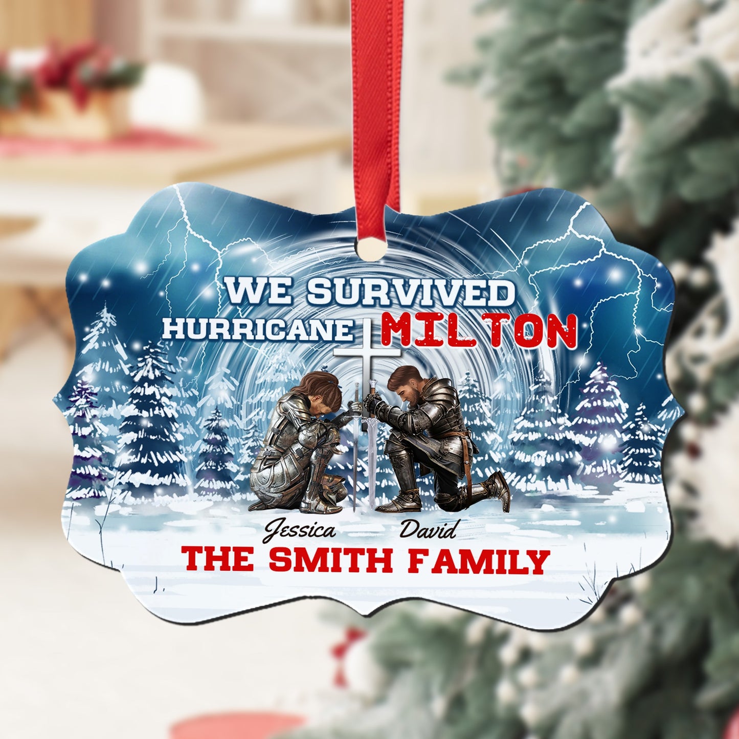 Personalized The Family Warrior We Survived Hurricane Milton Aluminum Ornament