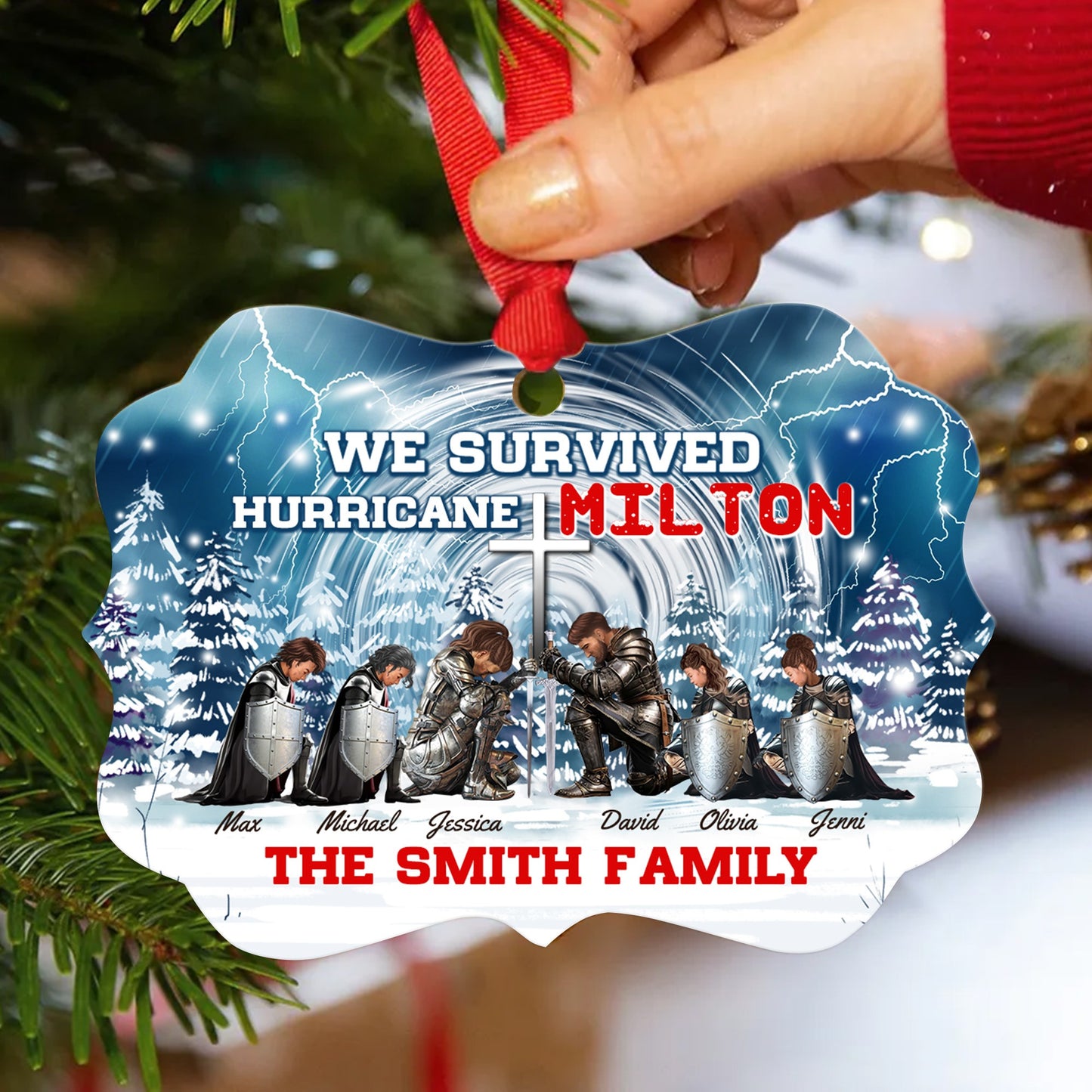 Personalized The Family Warrior We Survived Hurricane Milton Aluminum Ornament