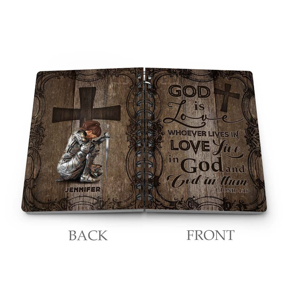Personalized Warrior God Is Love Whoever Lives In Love Lives In God And God In Them-1John 4:16 Spiral Journal