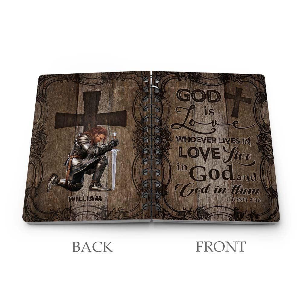 Personalized Warrior God Is Love Whoever Lives In Love Lives In God And God In Them-1John 4:16 Spiral Journal