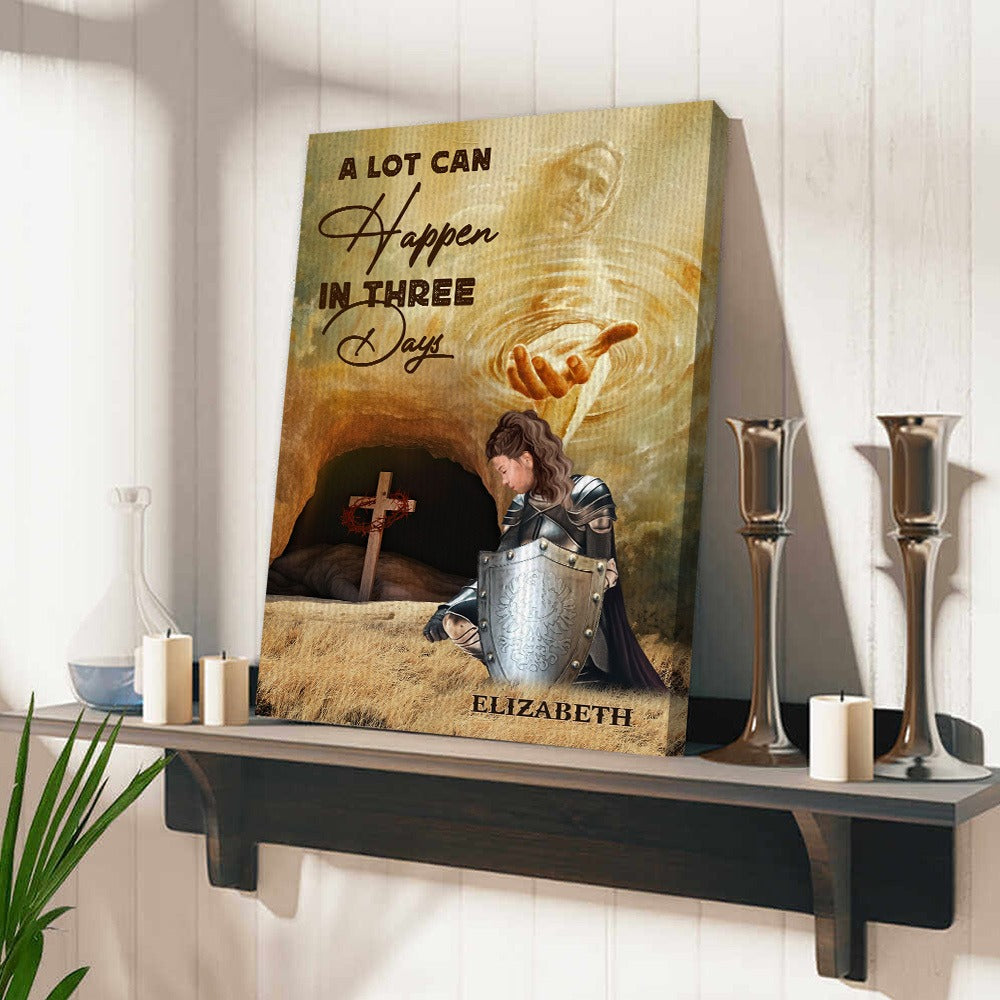 Personalized Warrior Of God A Lot Can Happen In Three Days Inspirational Poster Canvas