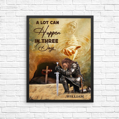 Personalized Warrior Of God A Lot Can Happen In Three Days Inspirational Poster Canvas