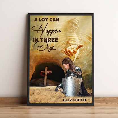 Personalized Warrior Of God A Lot Can Happen In Three Days Inspirational Poster Canvas