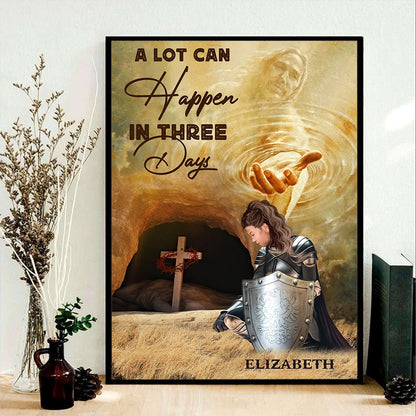 Personalized Warrior Of God A Lot Can Happen In Three Days Inspirational Poster Canvas