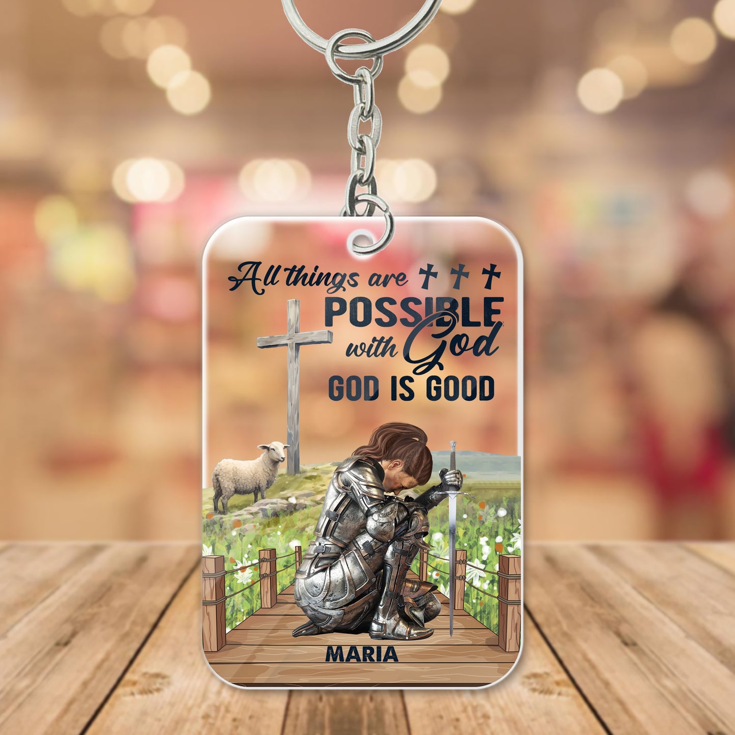 Personalized Warrior Of God All Things Are Possible With God, God Is Good Matthew 19:26 Acrylic Keychain