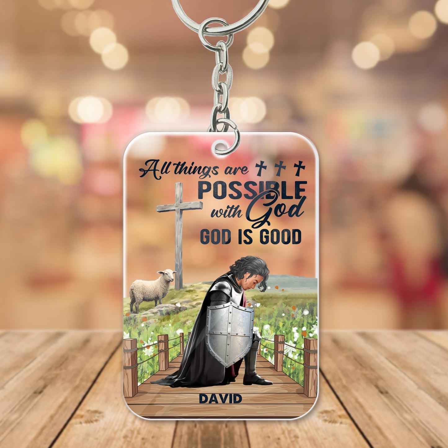 Personalized Warrior Of God All Things Are Possible With God, God Is Good Matthew 19:26 Acrylic Keychain