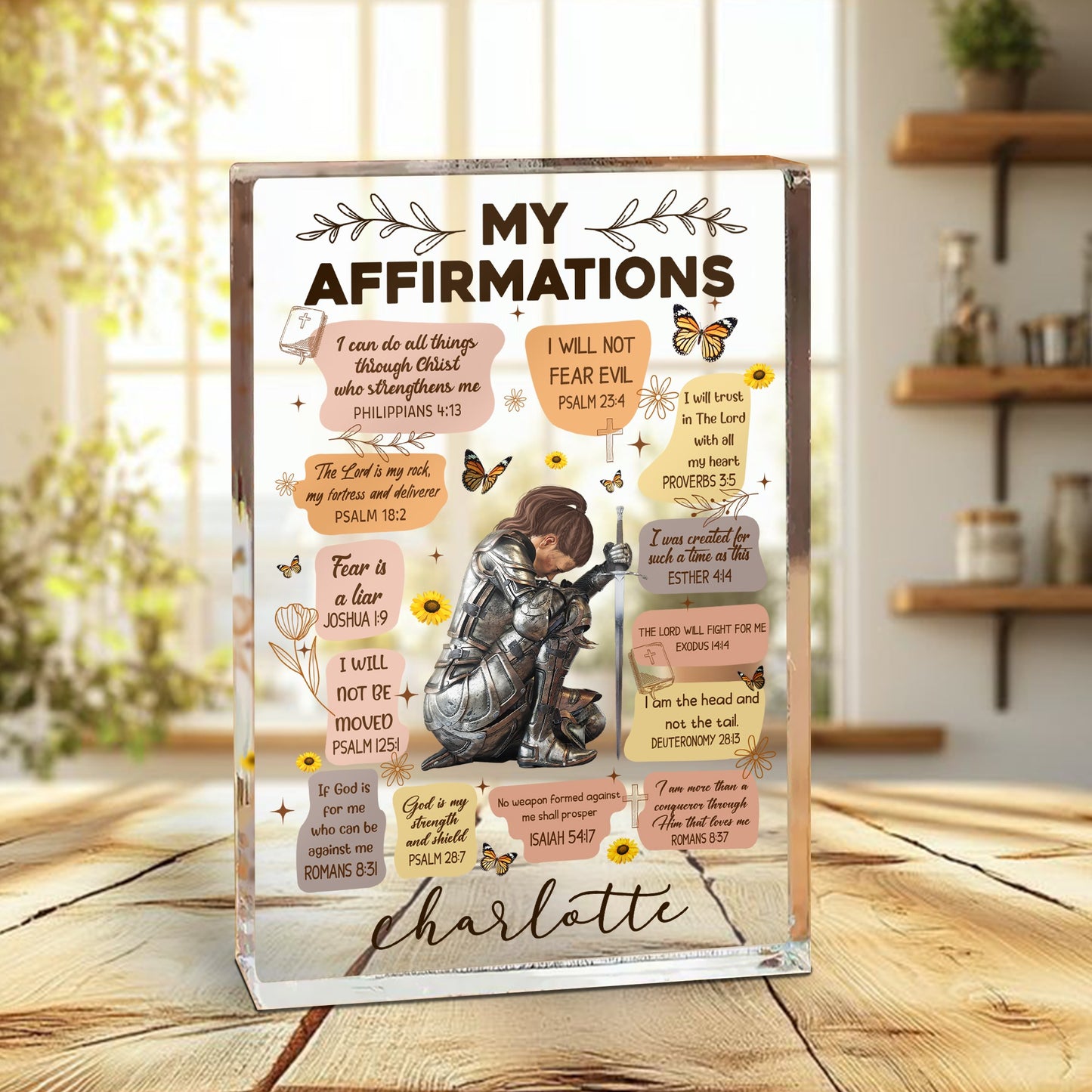 Personalized Warrior Of God Christian Bible Verse My Affirmations Acrylic Block Plaque