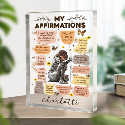 Personalized Warrior Of God Christian Bible Verse My Affirmations Acrylic Block Plaque