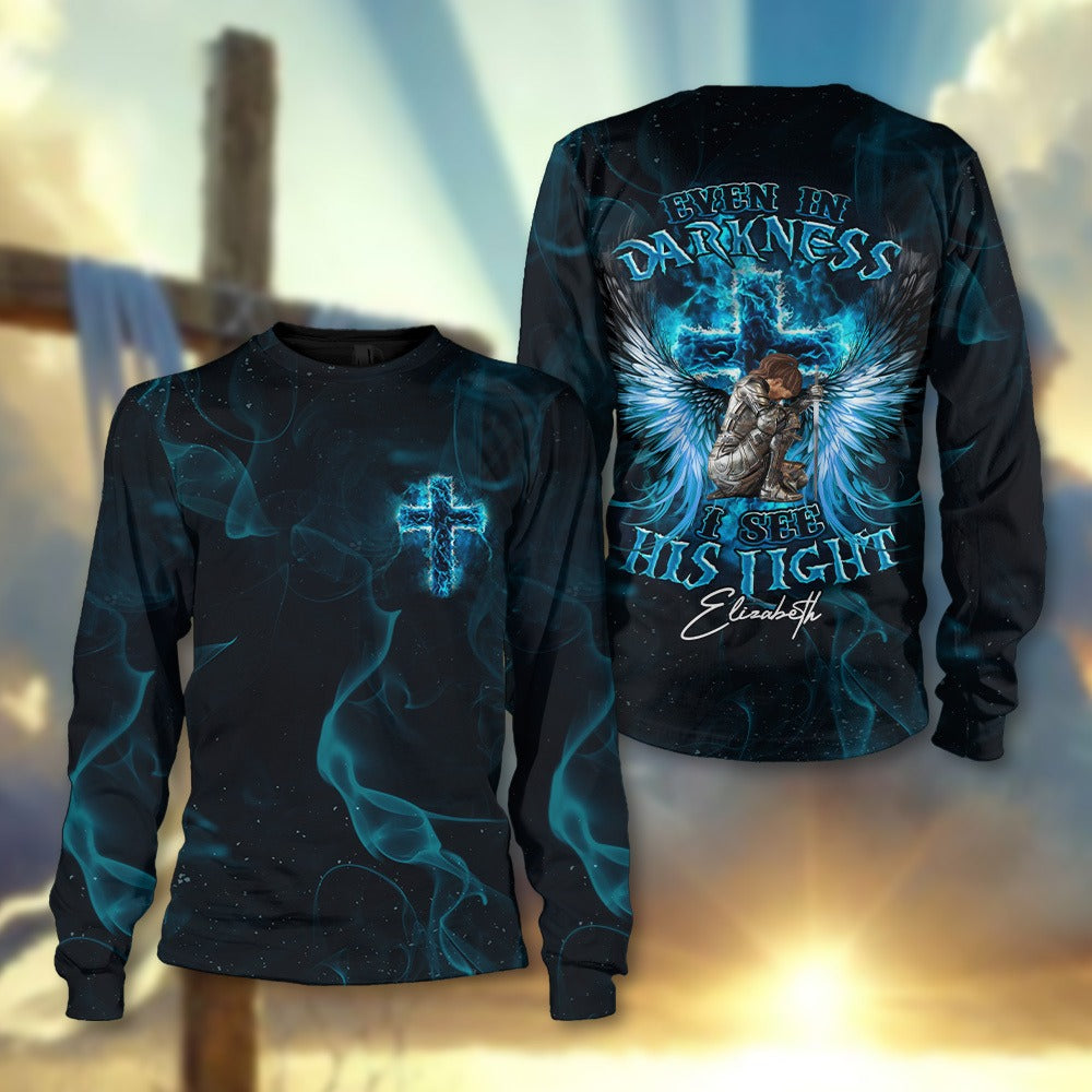 Personalized Warrior Of God Even In Darkness I See His Light 3D All Over Print T-Shirt And Hoodie