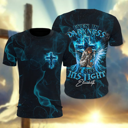 Personalized Warrior Of God Even In Darkness I See His Light 3D All Over Print T-Shirt And Hoodie