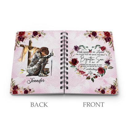 Personalized Warrior Of God For God So Loved The World-John 3:16 Spiral Journal