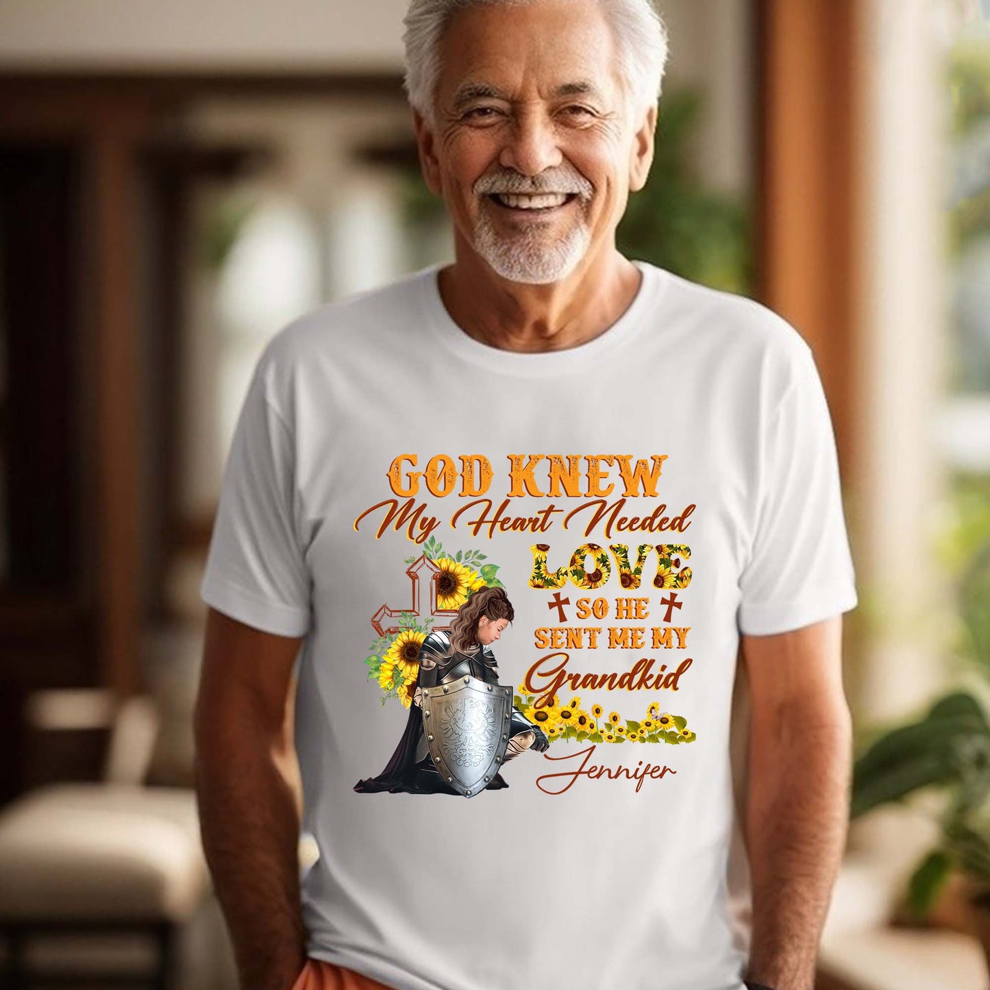 Personalized Warrior Of God God Knew My Heart Needed Love So He Sent Me My Grandkid T-Shirt