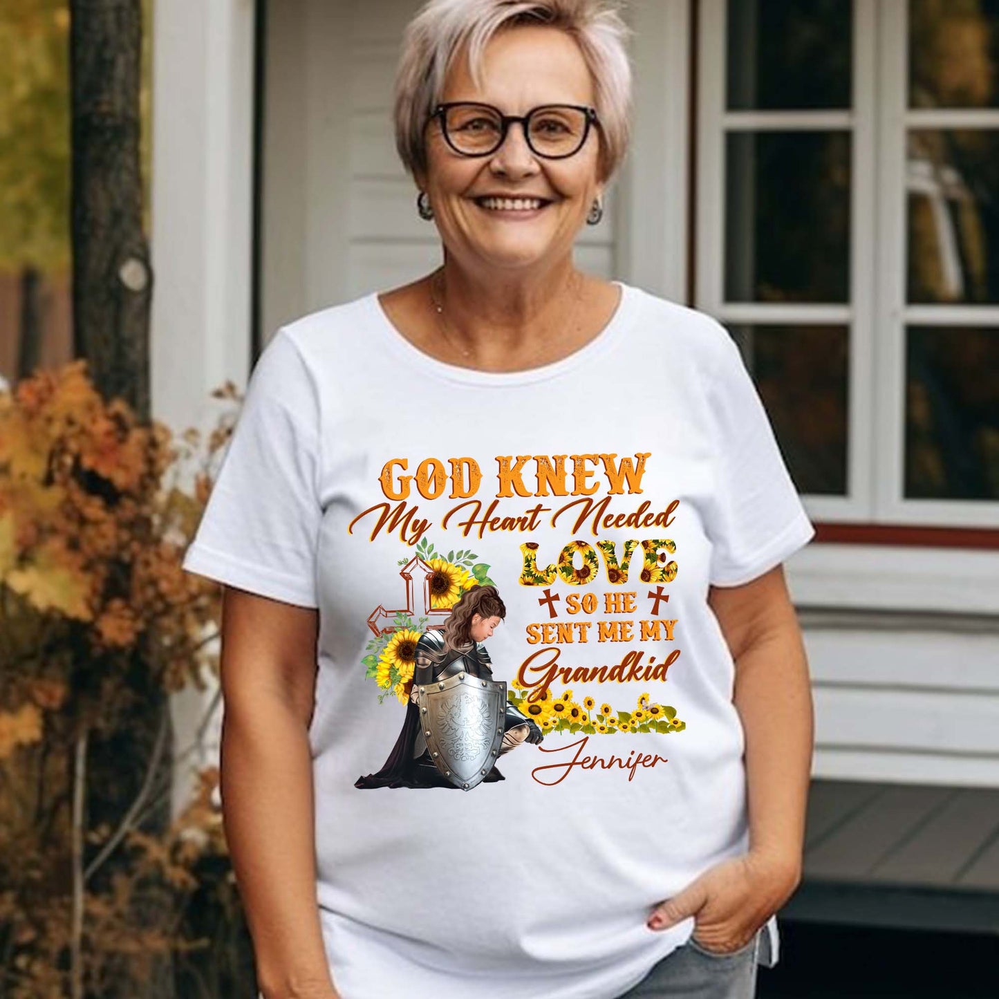 Personalized Warrior Of God God Knew My Heart Needed Love So He Sent Me My Grandkid T-Shirt