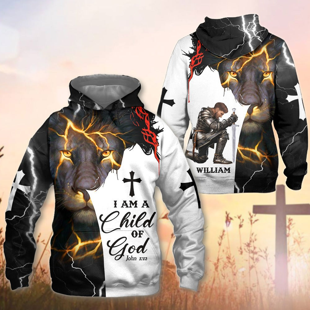 Personalized Warrior Of God I Am A Child Of God John 1:12 3D All Over Print T-Shirt And Hoodie