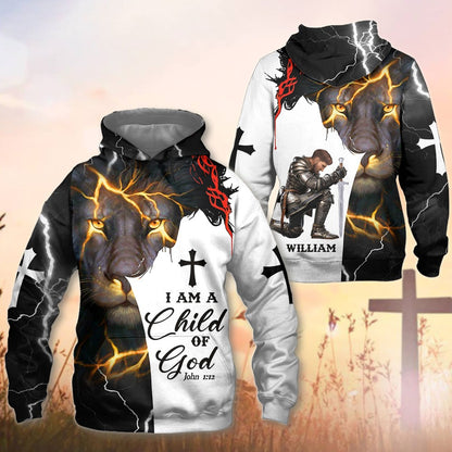 Personalized Warrior Of God I Am A Child Of God John 1:12 3D All Over Print T-Shirt And Hoodie