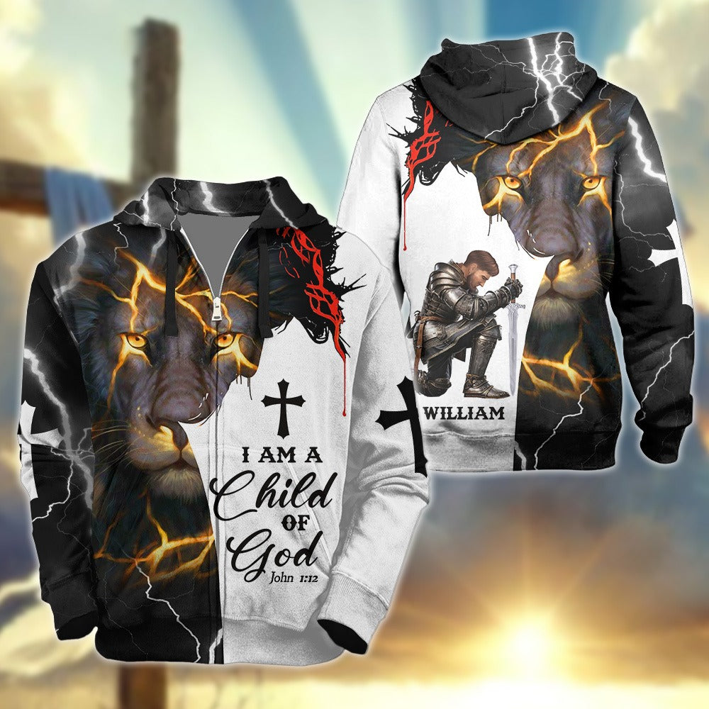 Personalized Warrior Of God I Am A Child Of God John 1:12 3D All Over Print T-Shirt And Hoodie