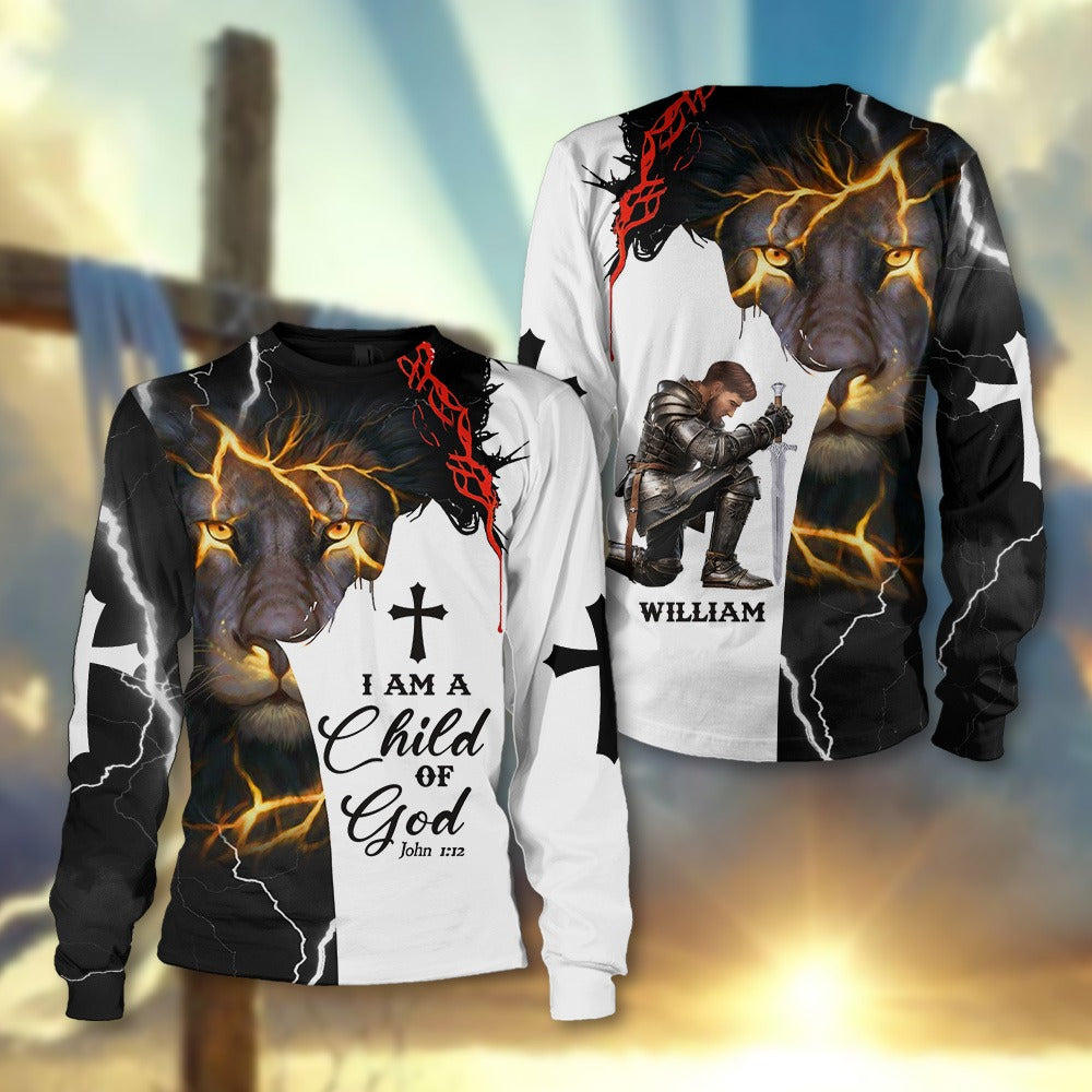 Personalized Warrior Of God I Am A Child Of God John 1:12 3D All Over Print T-Shirt And Hoodie