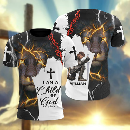 Personalized Warrior Of God I Am A Child Of God John 1:12 3D All Over Print T-Shirt And Hoodie