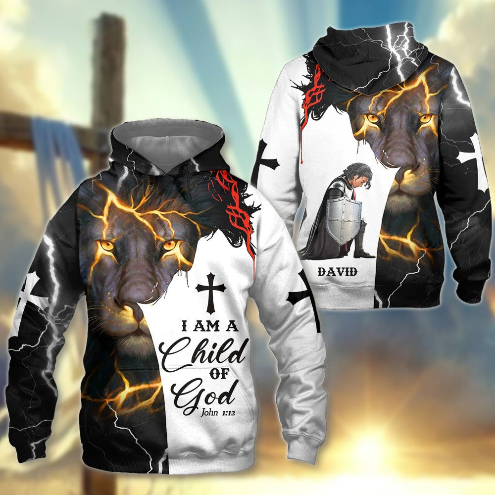 Personalized Warrior Of God I Am A Child Of God John 1:12 3D All Over Print T-Shirt And Hoodie