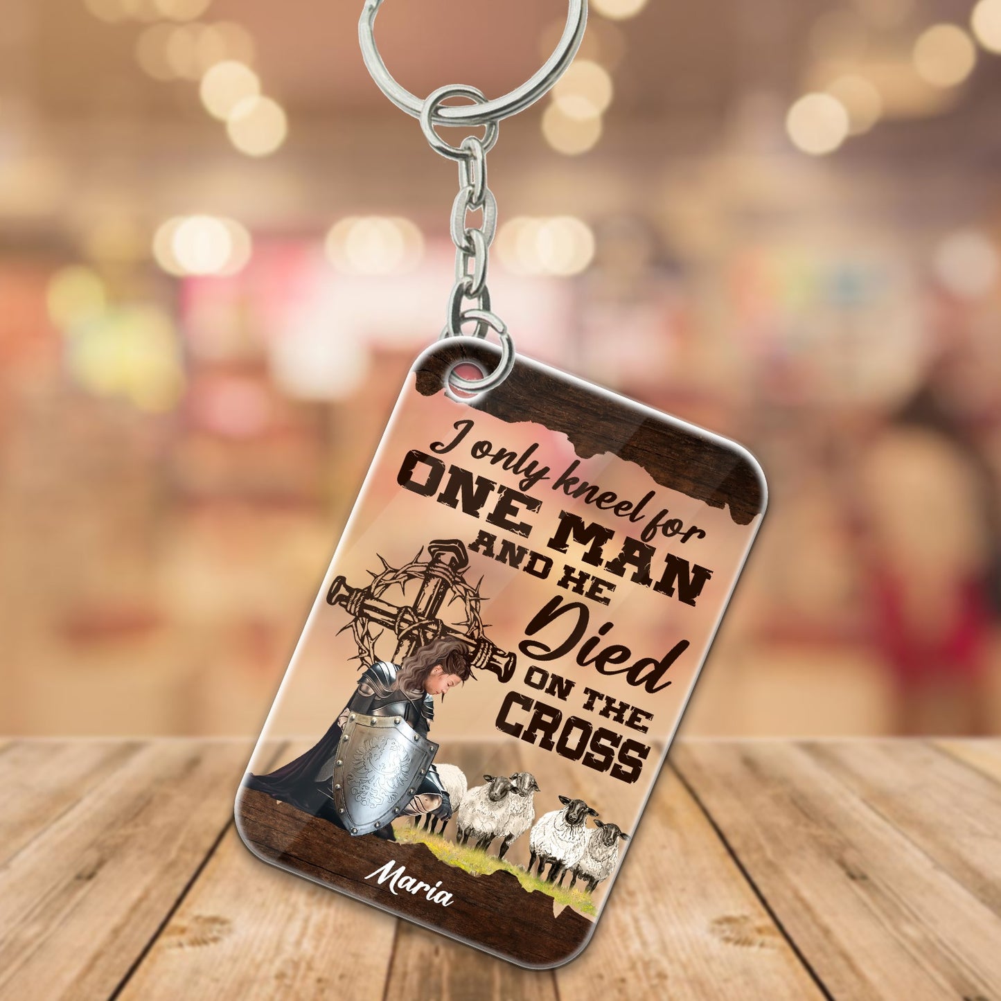 Personalized Warrior Of God I Only Kneel For One Man and He Died On The Cross Acrylic Keychain