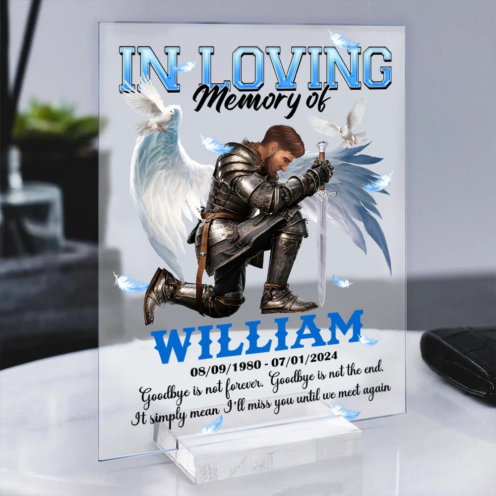 Personalized Man Warrior Of God In Loving Memory Of Memorial Acrylic Plaque