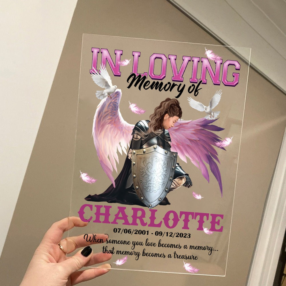 Personalized Woman Warrior Of God In Loving Memory Of Memorial Acrylic Plaque