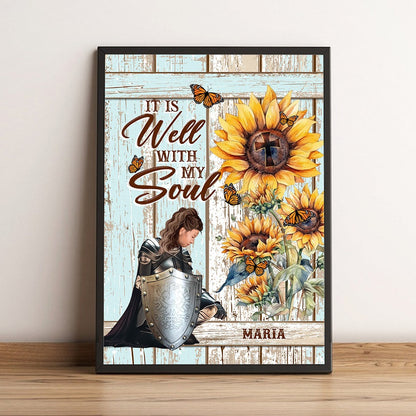 Personalized Warrior Of God It Is Well With My Soul Poster Canvas