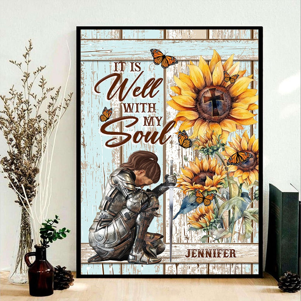 Personalized Warrior Of God It Is Well With My Soul Poster Canvas