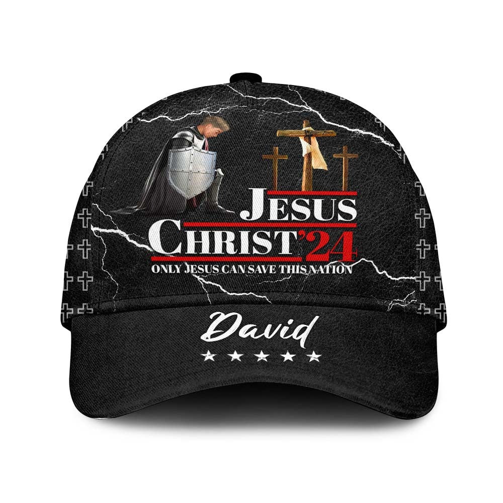 Personalized Warrior Of God Jesus Christ ‘24 Only Jesus Can Save This Nation Over Print Classic Cap