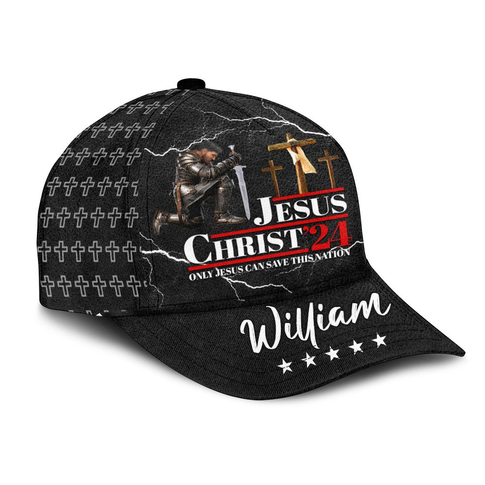 Personalized Warrior Of God Jesus Christ ‘24 Only Jesus Can Save This Nation Over Print Classic Cap