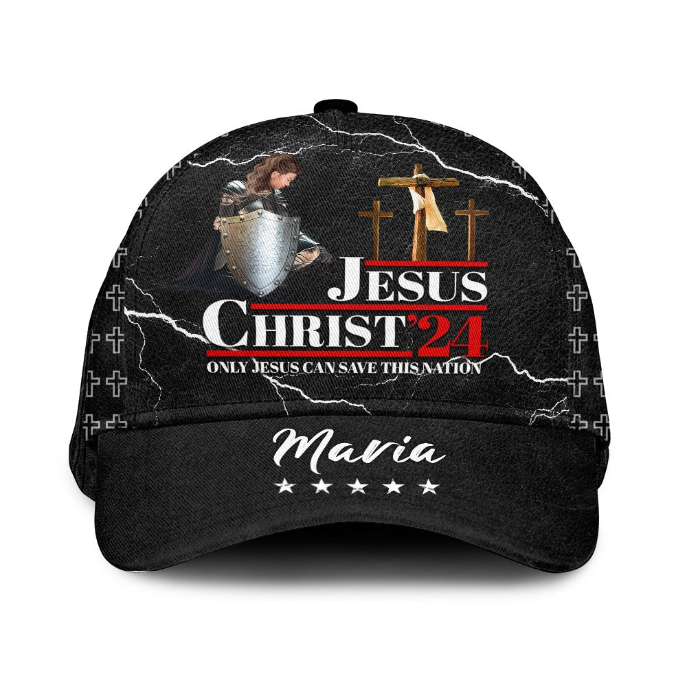 Personalized Warrior Of God Jesus Christ ‘24 Only Jesus Can Save This Nation Over Print Classic Cap