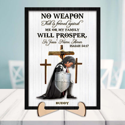 Personalized Warrior Of God No Weapon Formed Against Us Shall Prosper-Isaiah 54-17 2-Layers Wooden Plaque