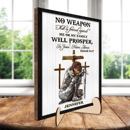 Personalized Warrior Of God No Weapon Formed Against Us Shall Prosper-Isaiah 54-17 2-Layers Wooden Plaque