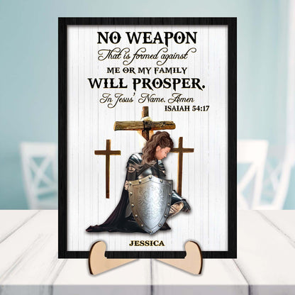 Personalized Warrior Of God No Weapon Formed Against Us Shall Prosper-Isaiah 54-17 2-Layers Wooden Plaque