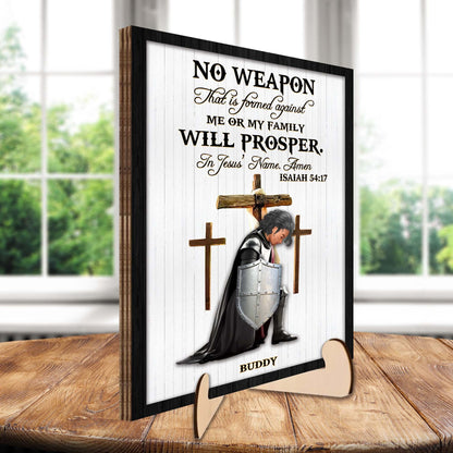 Personalized Warrior Of God No Weapon Formed Against Us Shall Prosper-Isaiah 54-17 2-Layers Wooden Plaque