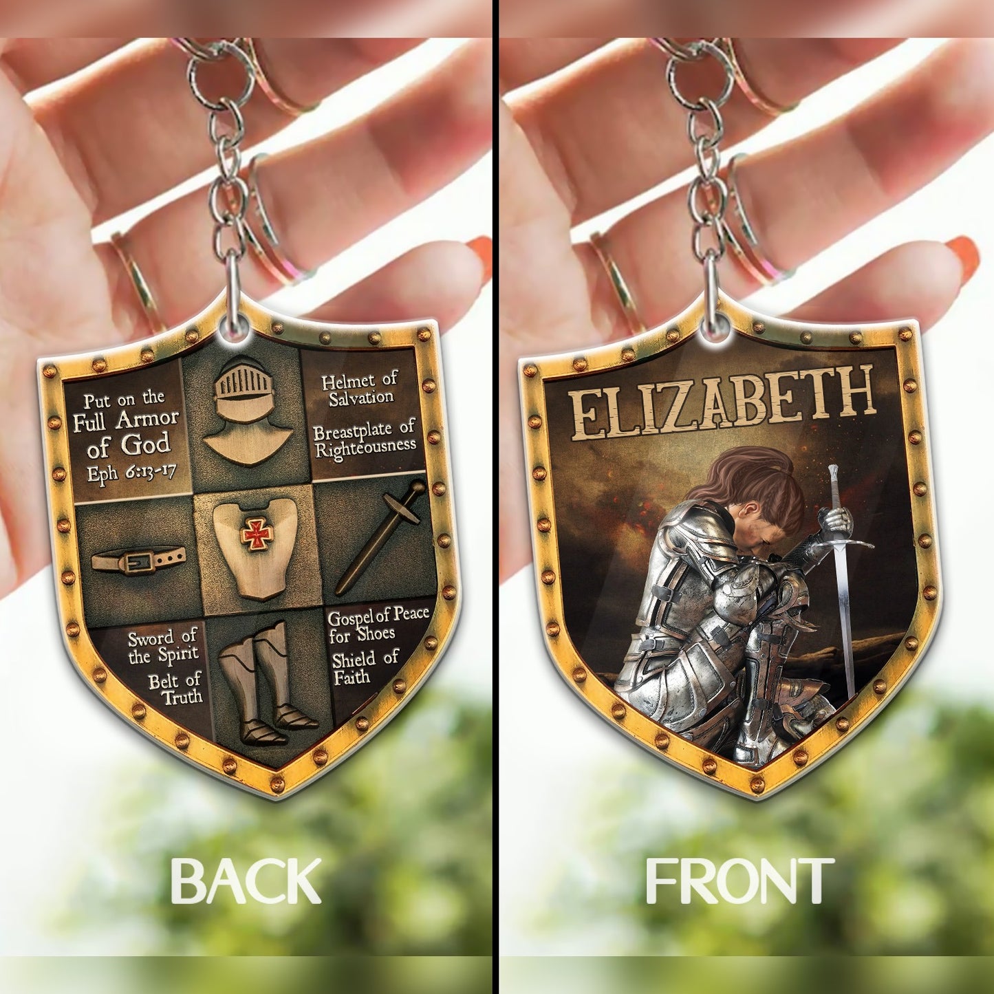 Personalized Warrior Of God Put On The Full Armor Of God-Ephesians 6:13-17 Shield Acrylic Keychain