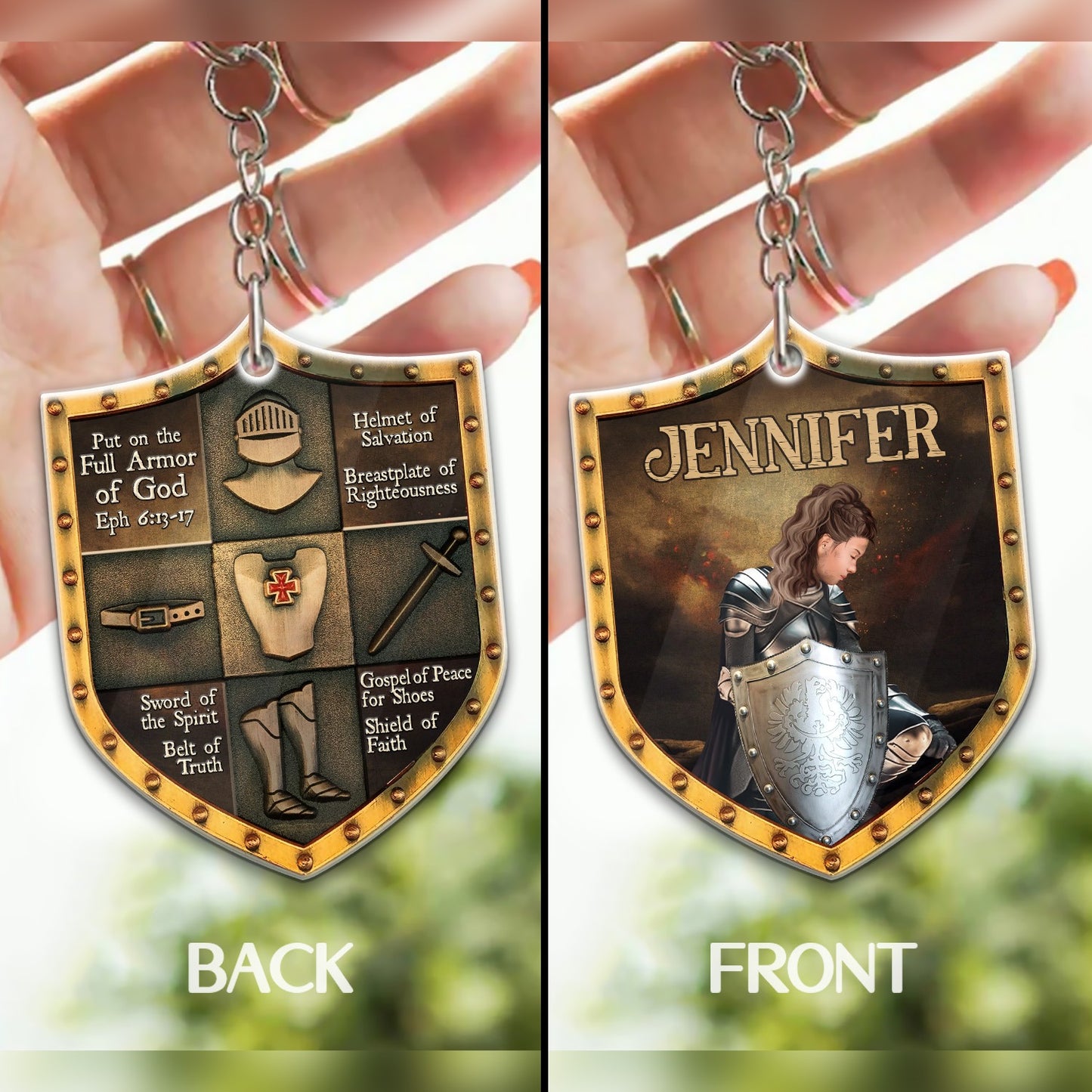 Personalized Warrior Of God Put On The Full Armor Of God-Ephesians 6:13-17 Shield Acrylic Keychain