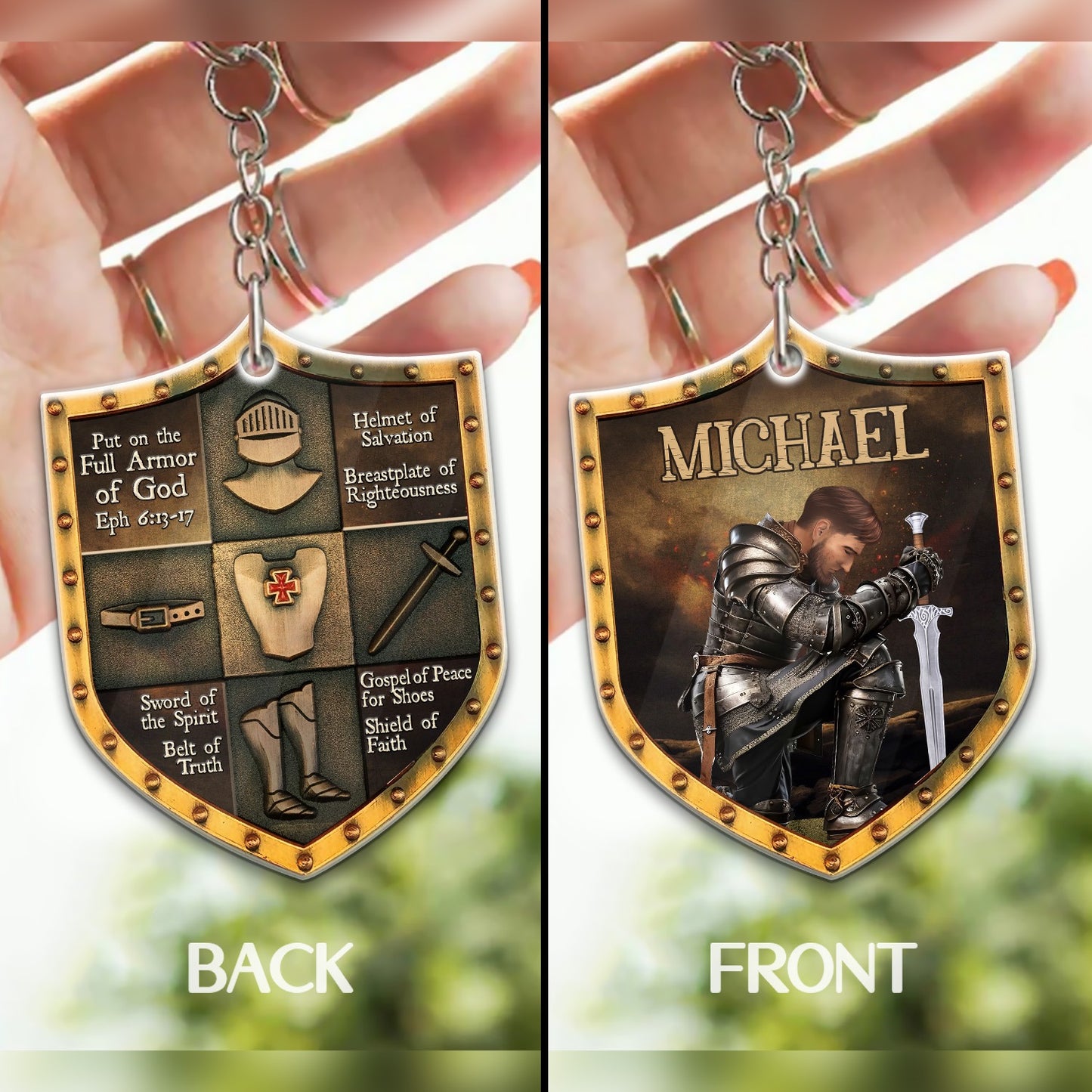 Personalized Warrior Of God Put On The Full Armor Of God-Ephesians 6:13-17 Shield Acrylic Keychain