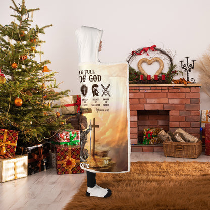 Personalized Warrior Of God Put On The Full Armor Of God Ephesians 6:10 Hooded Blanket