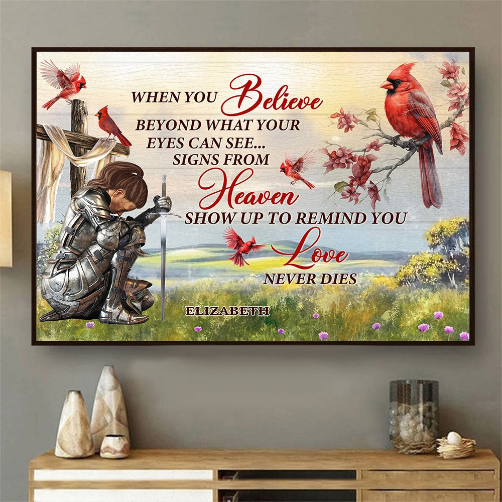 Personalized Warrior Of God When You Believe Beyond What Your Eyes Can See Poster Canvas
